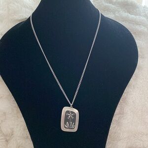 Vintage Rune Tennesmed Sweden pewter pendant necklace with flowers